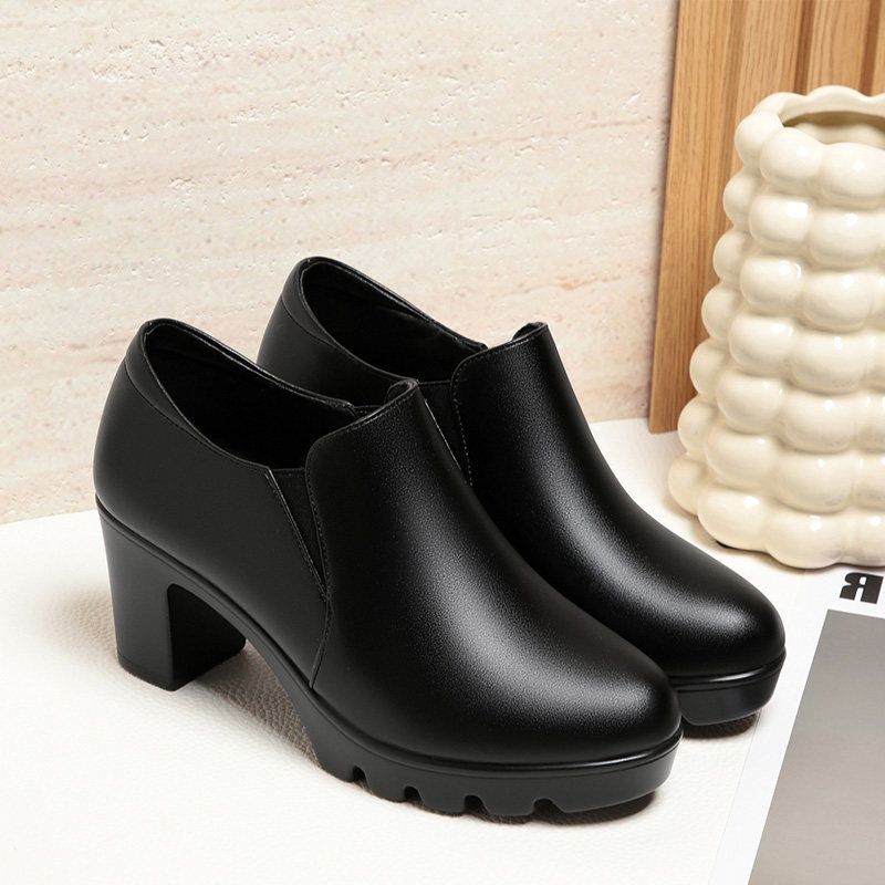 厚底高跟短靴2025年春秋新款圆头防水台不累脚高跟鞋百搭时尚深口,淘宝优惠券,粉丝福利购,淘宝优惠卷