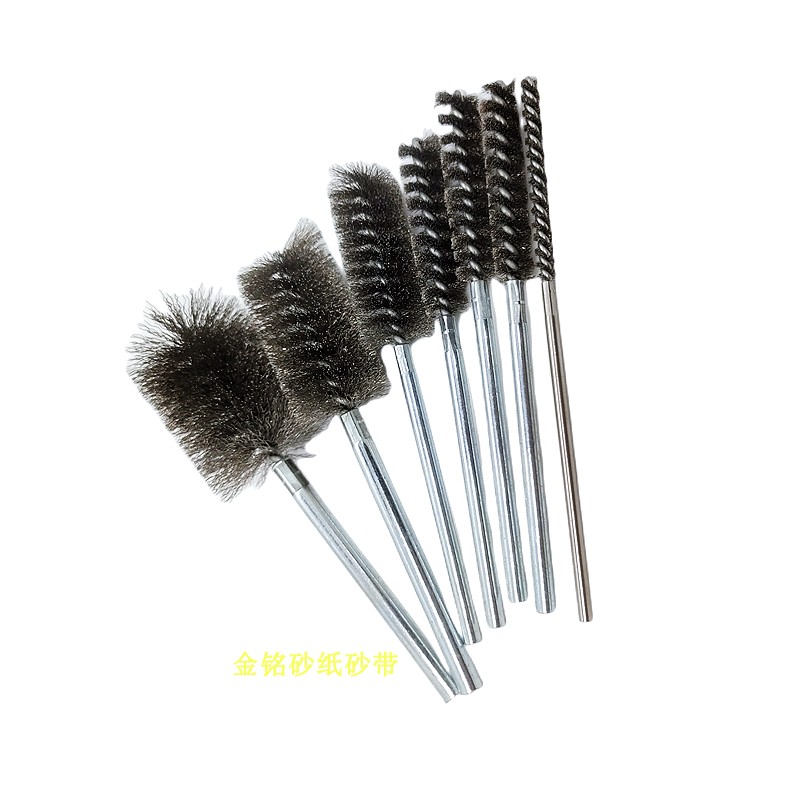 内孔钢丝刷 铜丝刷头 管道除锈刷 内管抛光刷 带棒毛刺圆孔钢丝刷 - 图2