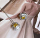 Yellow gemstone zircon European and American light luxury earrings necklace