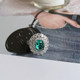 Lake Emerald European and American Oval Zirconia Micropaved Ring