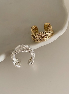 金属镀金欧美复古编织麻花戒指