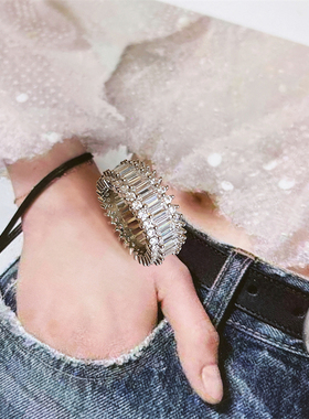 整圈锆石满钻欧美轻奢个性戒指