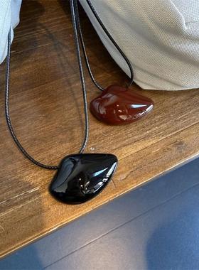 黑绳云朵设计感项链毛衣链