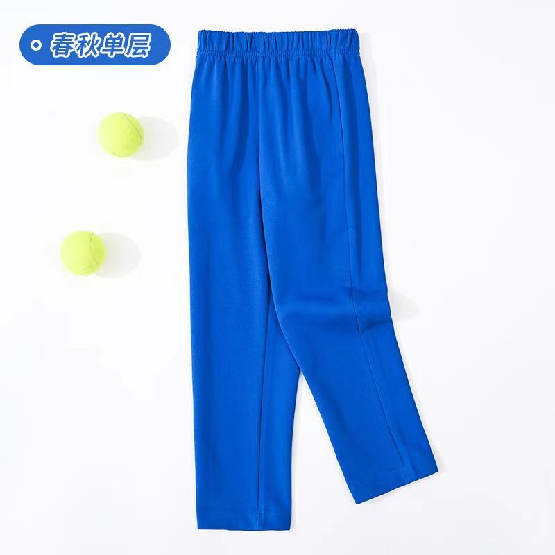 校服裤子宝蓝色中小学生运动宽松直筒春秋一二三道杠加绒保暖校裤 - 图2