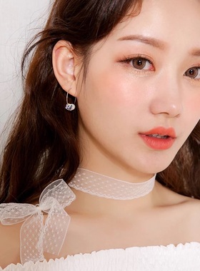 手作风白色蕾丝脖子项圈锁骨链