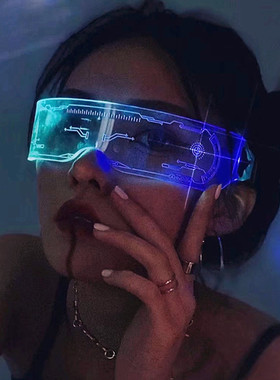 发光赛博朋克一体蹦迪嘻哈眼镜