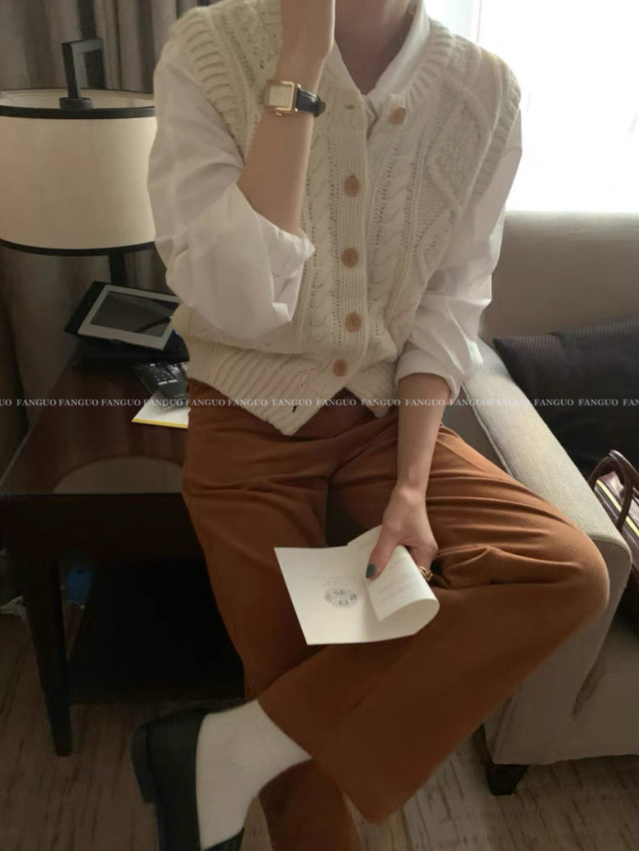 韩国订单！复古洋气叠穿神器！ 复古麻花毛衣马夹背心女 - 图2