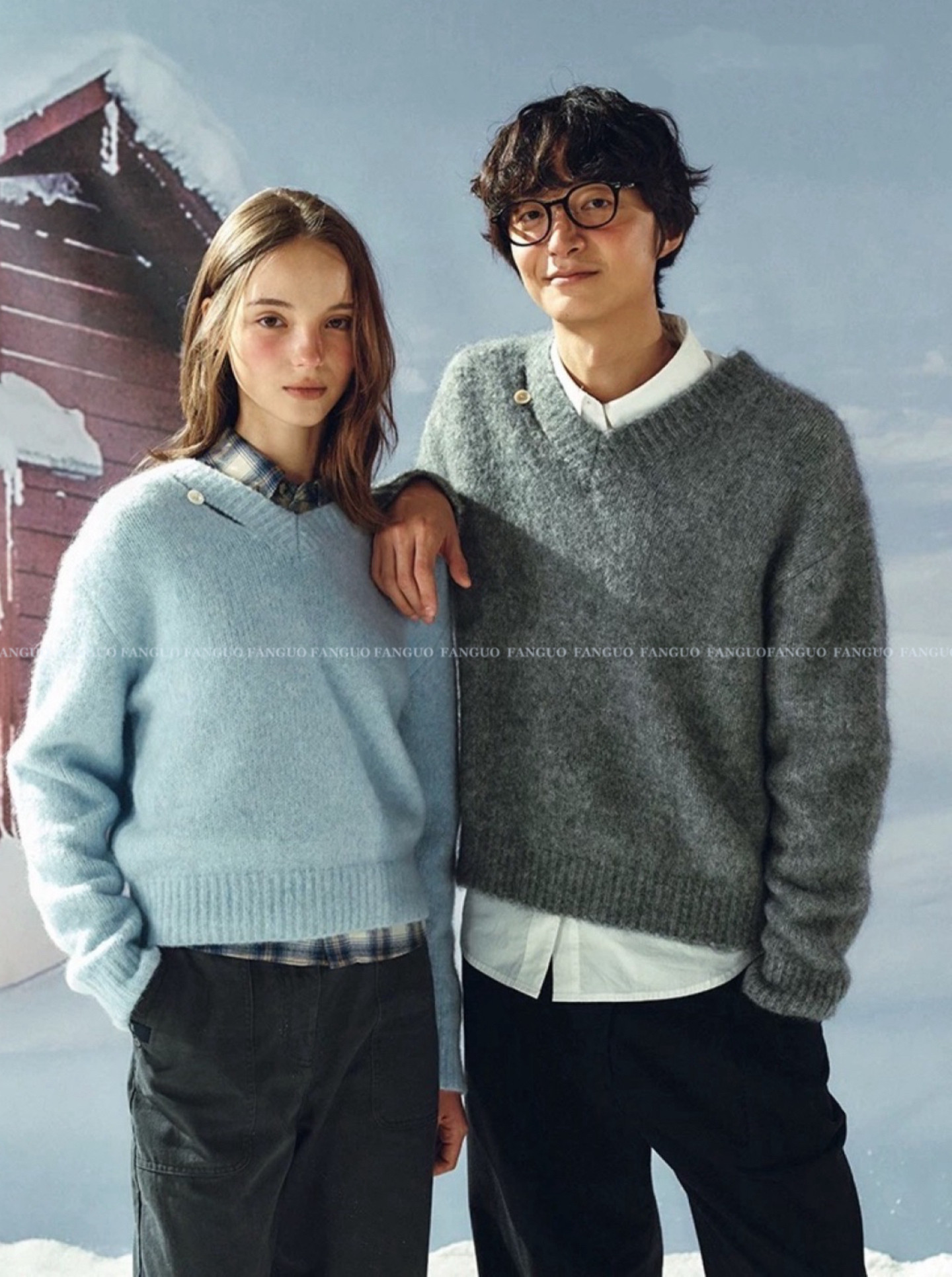 SATU* 拒绝烂大街。慵懒风羊毛马海毛V领针织衫设计感毛衣情侣款,淘宝优惠券,粉丝福利购,淘宝优惠卷