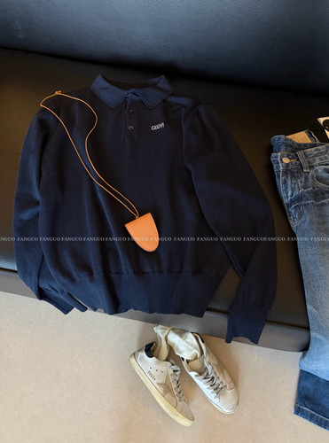 gro* 谬里谬气 知识分子风 经典羊毛polo衫针织衫女 - 图0