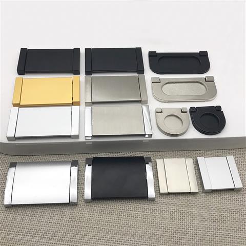 衣柜抽屉暗拉简约隐形橱柜门把手锌合金鞋柜翻盖明装金色平拉手 - 图0