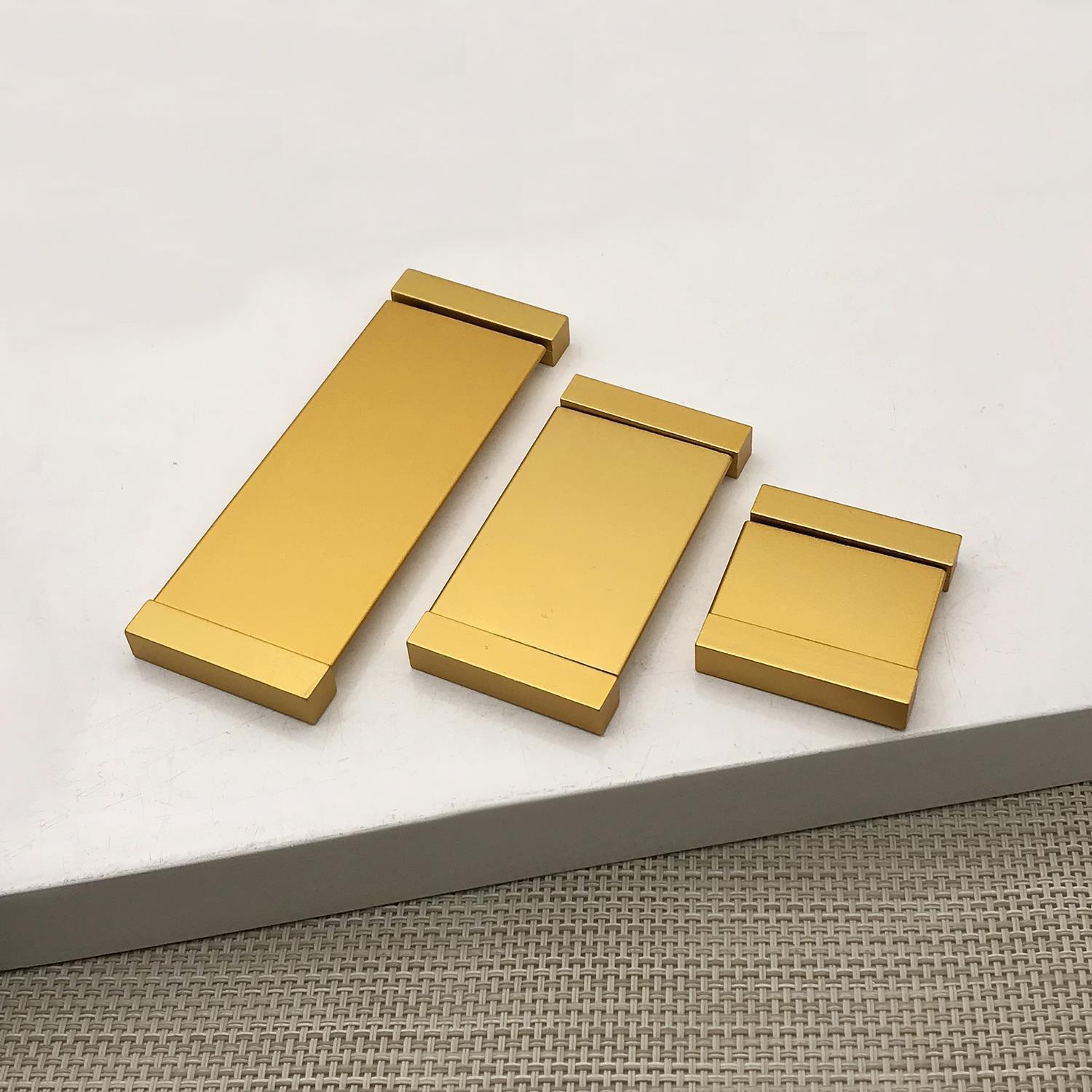 衣柜抽屉暗拉简约隐形橱柜门把手锌合金鞋柜翻盖明装金色平拉手 - 图1