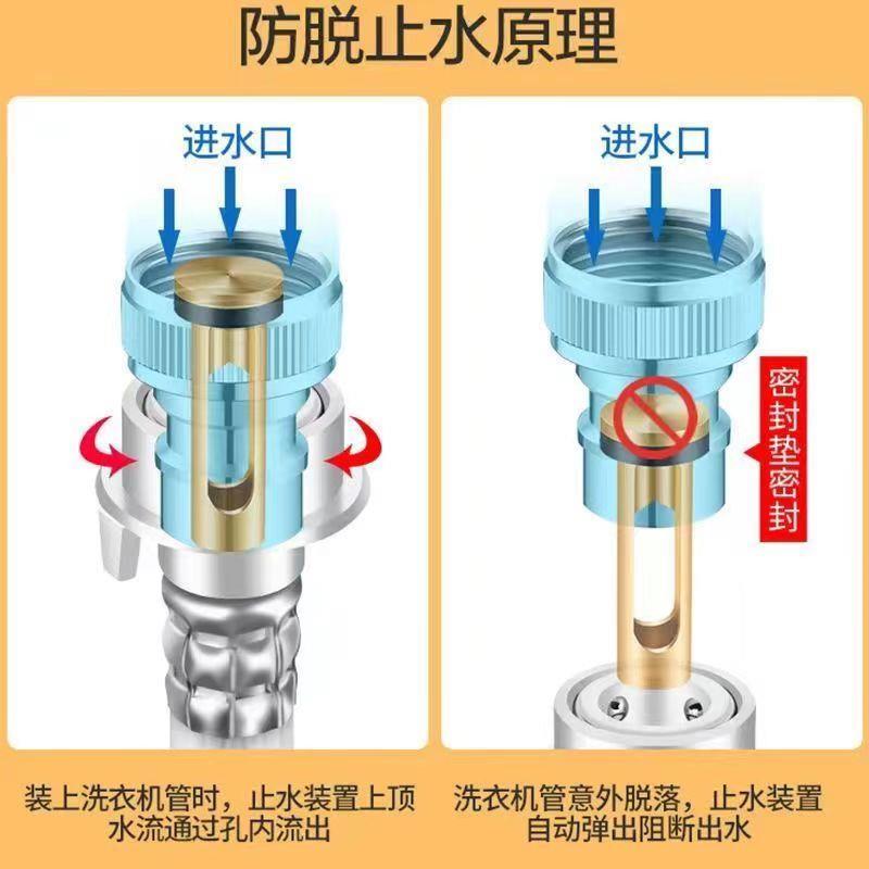 洗衣机防脱落水龙头配件防漏水自动止水阀进水管4分开关接头水嘴