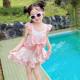 Girls bow swimsuit summer baby girl floral one-piece swimsuit trousers quick-dry Korean girl beach swimsuit