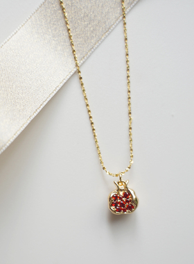 木龙蕾项链小石榴油画925银镀金