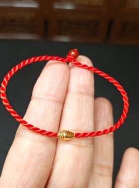 手工红手绳仿金转运珠本命年手绳