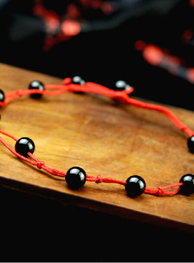 石来玉转本命年红绳手工编织玛瑙