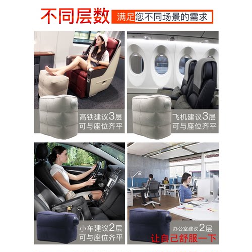 坐长途飞机脚垫便携充气脚垫经济舱垫脚歇脚宝宝睡觉的神器免吹气 - 图1