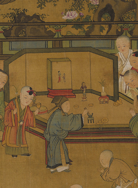 蘇漢臣百子歡歌圖卷台北故宫藏国画人物一比一复制画稿仿古装饰画