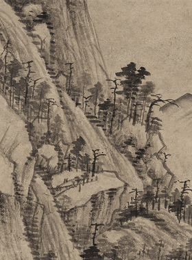 清王时敏丛林曲调图原大高清复制画原作版画仿古山水竖幅玄关装饰