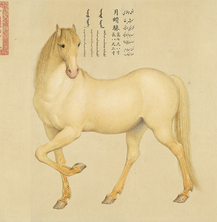 清郎世寧畫愛烏罕四駿真迹复制画原大宣纸微喷打印高清装饰字画