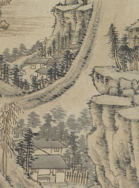 元黃公望溪亭秋色台北故宫真迹复制品原大宣纸画心仿古装饰画