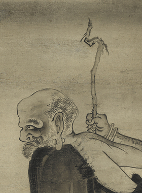 五代石恪應真畫像台北故宫藏一比一复制画国画人物客厅仿古装饰画