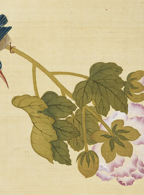 清邹一桂畫芙蓉丹桂图真迹复制画国画工笔花卉高清绢布画心
