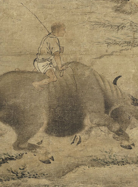 清溪晚牧图复制品字画宣纸画心