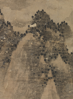 元朱叔重秋山疊翠台北故宫藏真迹复制画宣纸水墨画古画装饰画