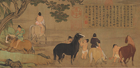 元赵孟頫青溪龙跃浴马图卷国画马仿古复制画收藏欣赏临摹装饰画