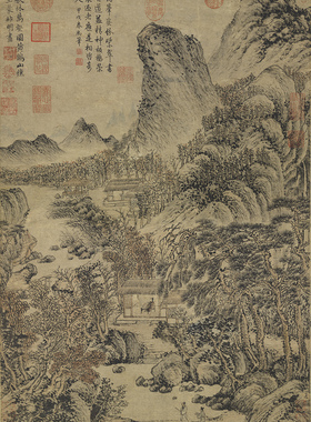 元王蒙国画山水复制品高清原大
