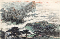 Guan Shan Moon inside and outside the Great Wall to the best of the six feet of Chinese painting banners and landscape paintings Xuanshan paper copying and painting art micro-spray painting