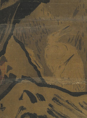 马远雪滩双鹭图复制画绢布画心