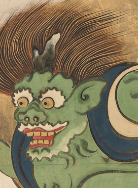 风神雷神图屏四条屏佛画仿古画艺术微喷复制画装饰画