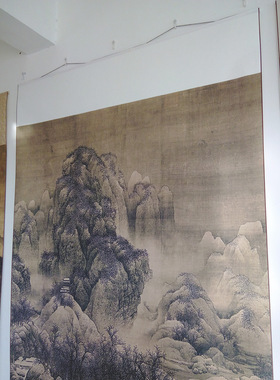 宋代山水名画范宽雪景寒林图微喷复制画绢画仿古画临摹画稿装饰画