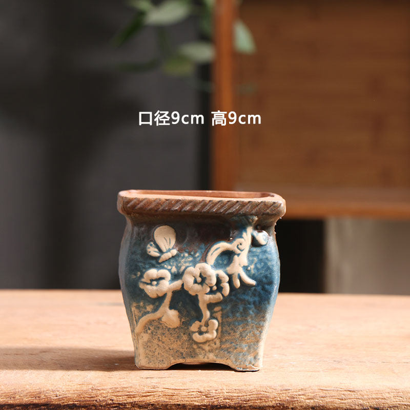 素雅椭圆多肉花盆陶瓷特价家用阳台透气陶土粗陶花盘小号陶盆清仓