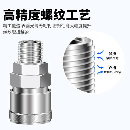 C式自锁快速接头气管快插汽气泵吹尘枪空压机公母快插型PP/PM/PF - 图3