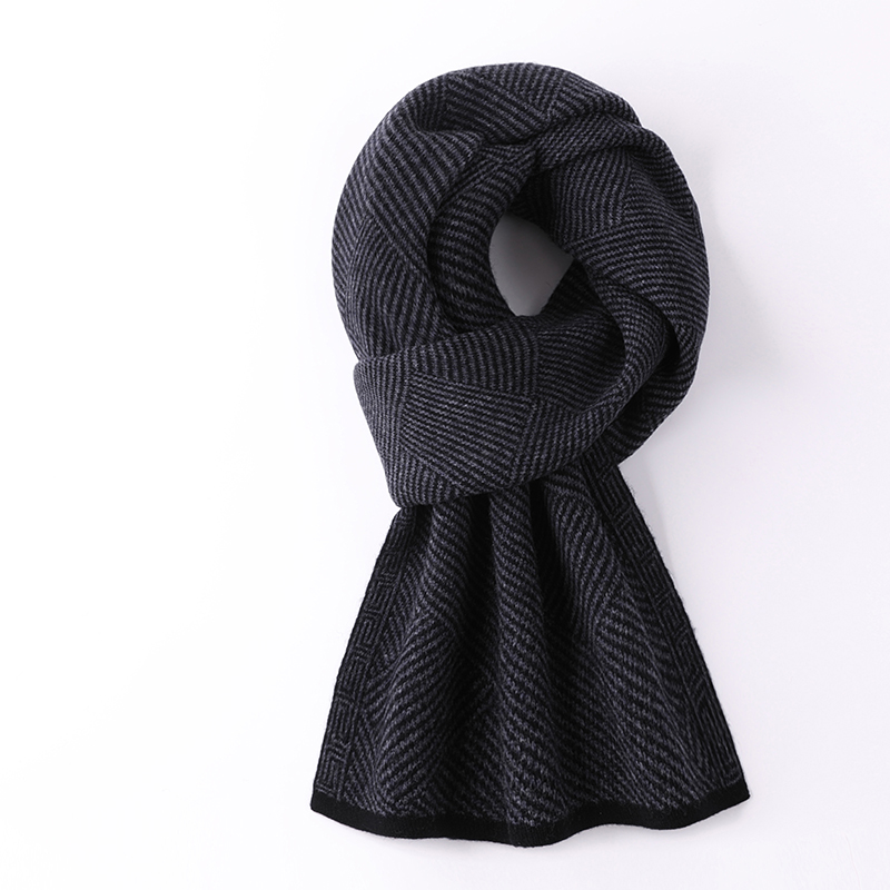 100%纯羊毛男士围巾加厚保暖秋冬季爸爸礼物高级感羊绒围脖礼盒装 - 图2