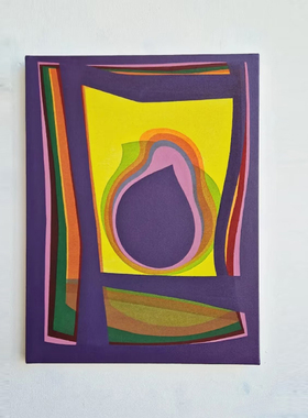 纯手工法国艺术家DanielMato的画作色彩斑斓几何抽象艺术油画作品