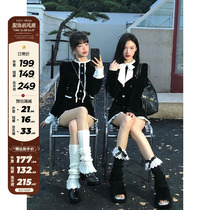 12YE thousands of gold wines black velvet dress with dress lady autumn winter French style advanced senses sweet and spicy little savory New Year suit dress