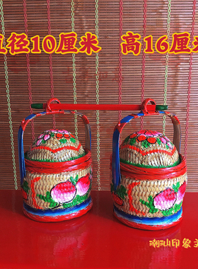 潮州春盛小花篮竹编标旗挂件潮汕特色手信文创纪念品竹篮车载摆件