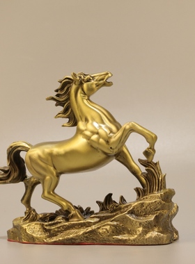 黄铜马到成功铜马摆件工艺品生肖马纯办公室客厅酒柜装饰品家居
