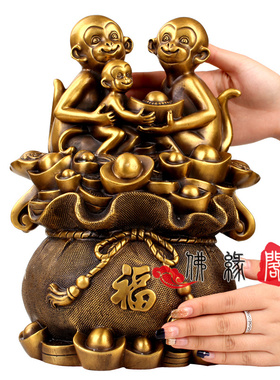 纯铜摆件招财进宝猴子风水工艺品