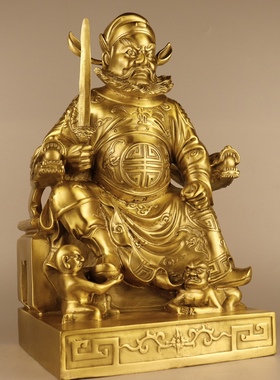黄铜钟馗天师钟馗伏魔天官家居办公室铜工艺品