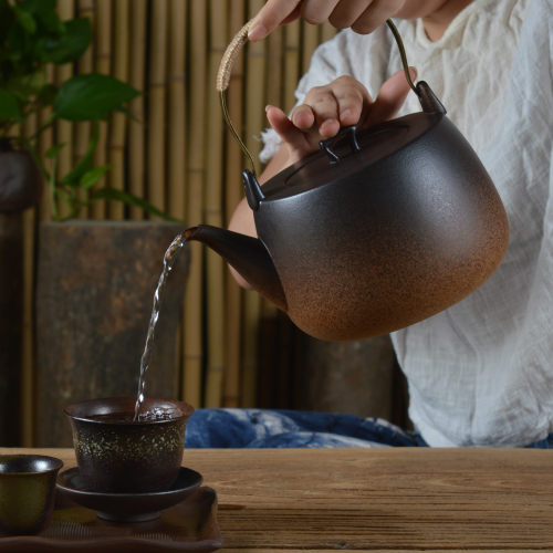 1.8升原矿陶壶烧水大容量家用煤气灶电陶炉煮茶明火提梁耐热茶壶 - 图2