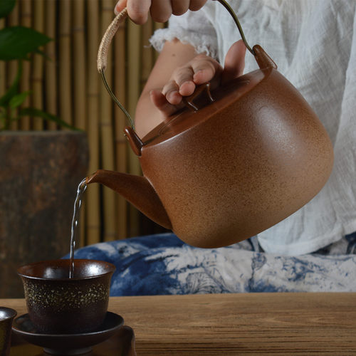 1.8升原矿陶壶烧水大容量家用煤气灶电陶炉煮茶明火提梁耐热茶壶 - 图0