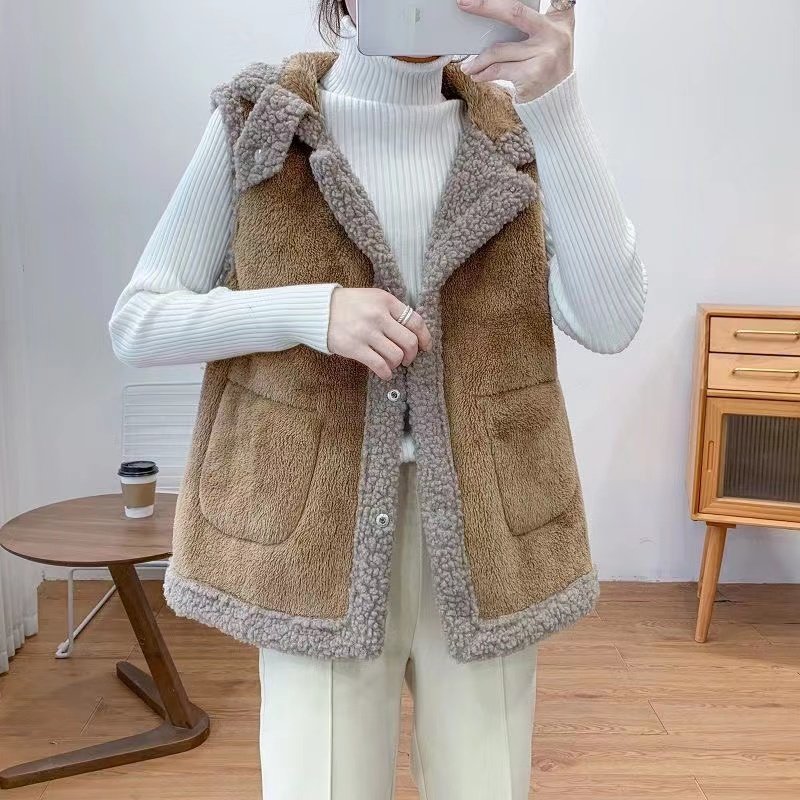 加厚羊羔毛颗粒绒马甲女2025冬新款短款韩版背心坎肩外套背心外套,淘宝优惠券,粉丝福利购,淘宝优惠卷
