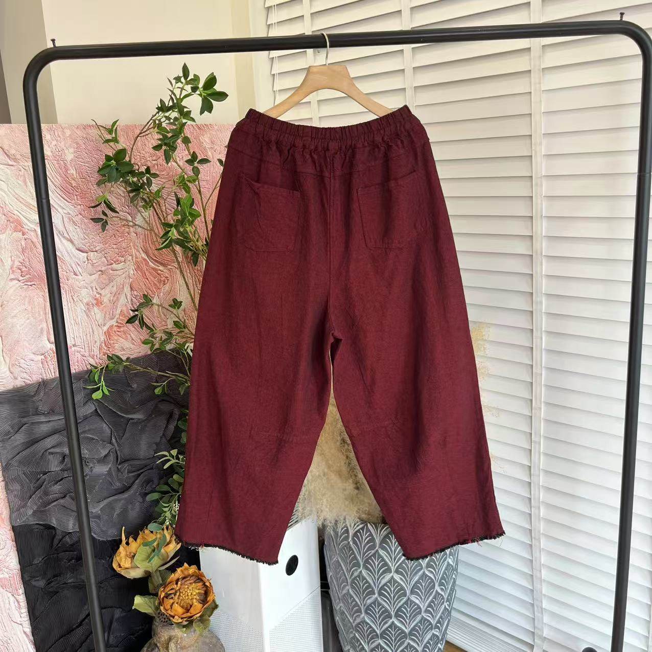 舒适休闲文艺「水洗棉麻松紧腰」阔腿休闲长裤女E6038,淘宝优惠券,粉丝福利购,淘宝优惠卷