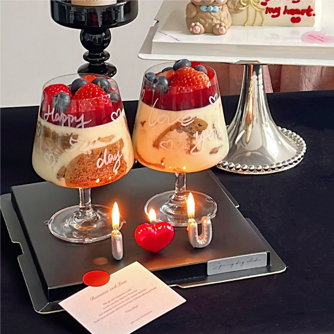 520情人节告白蛋糕装饰摆件网红高脚杯车厘子碰碰杯玻璃红酒杯,淘宝优惠券,粉丝福利购,淘宝优惠卷
