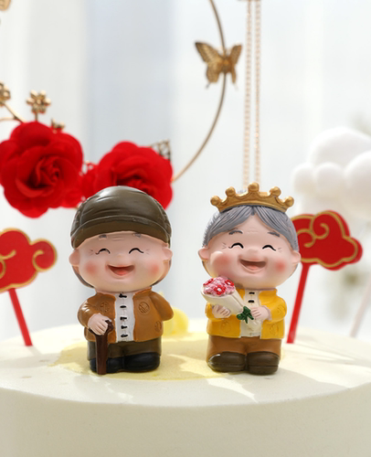 橘日老师同款网红祝寿生日蛋糕装饰摆件爷爷奶奶生日蛋糕摆件祝寿 - 图0